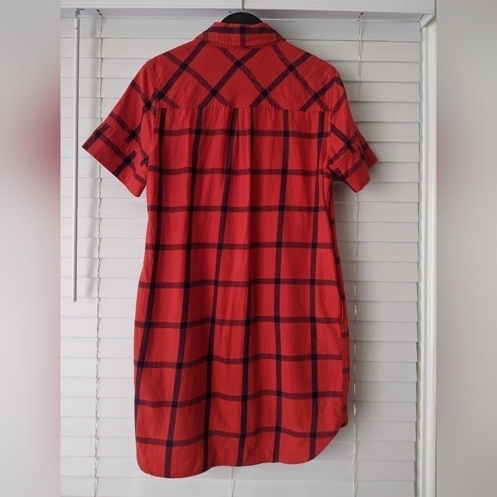 Topo Designs Red Flannel Shirt Dress Size Small - Picture 5 of 11